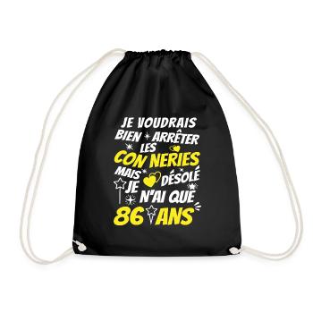 conneries 86 ans / humour anniversaire 86 ans - Sac de sport léger - noir - Devant