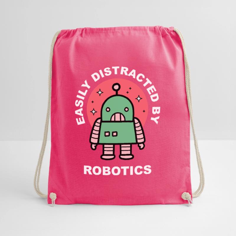 Distracted by Robots Student Robotic Engineering Drawstring Bag