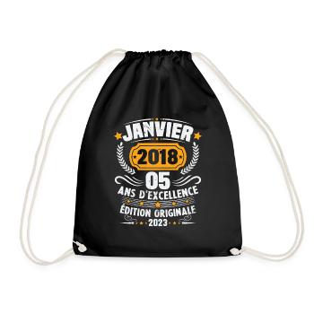 Cadeau D'anniversaire 5 Ans Janvier 2018 Vintage - Sac de sport léger - noir - Devant