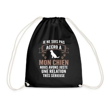 pas accro à mon chien / cadeau humour chien - Sac de sport léger - noir - Devant
