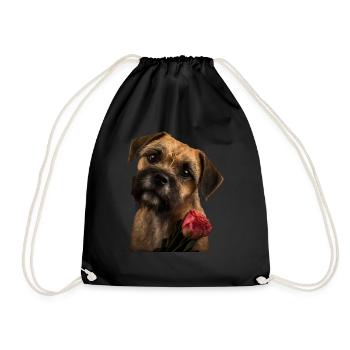 Border Terrier Saint-Valentin - Sac de sport léger - noir - Devant