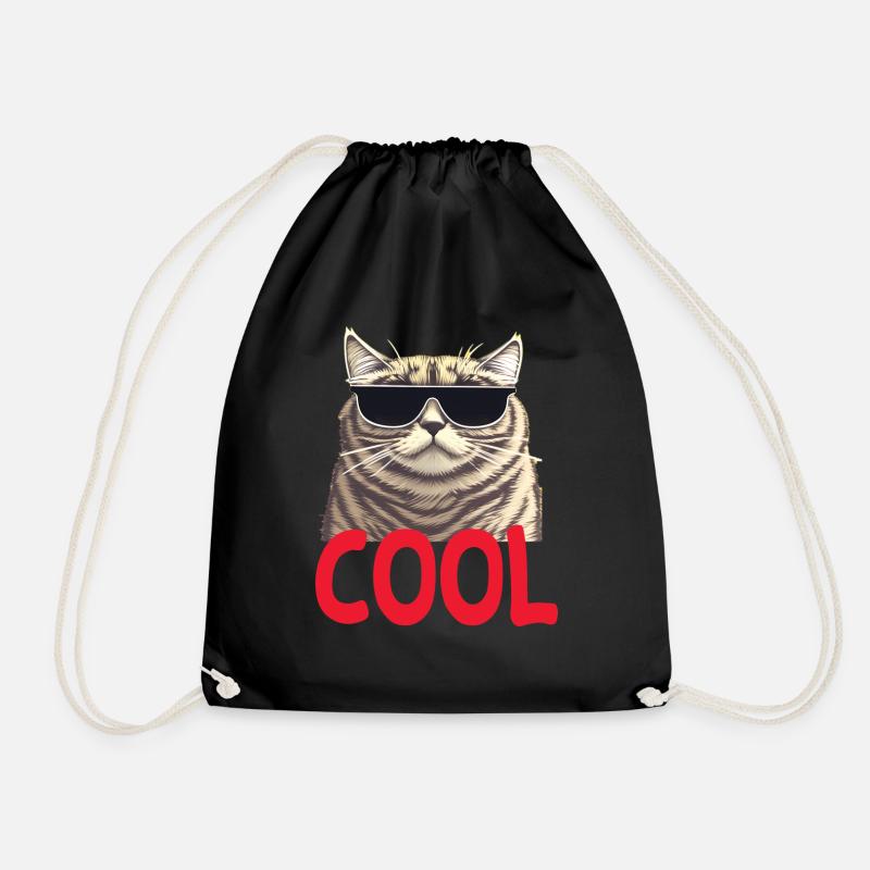Cool Katze - Cool Cat - Turnbeutel - Schwarz