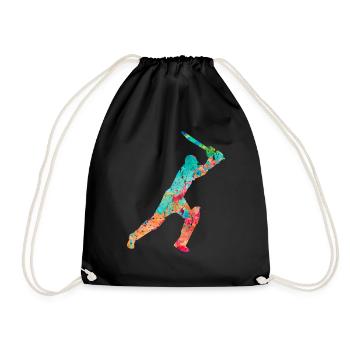 Cricket-Spieler in Popart - Turnbeutel - Schwarz - Vorne
