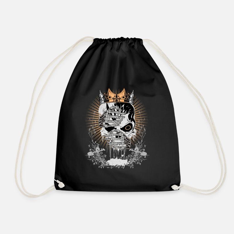 Skull with crown - Drawstring Bag - black