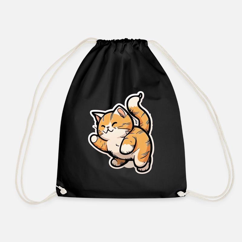 Fröhliche Katzen Pfoten, spielende Katze Sticker - Turnbeutel - Schwarz
