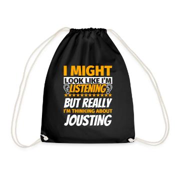 Lance piercing funny gift - Drawstring Bag - black - Front