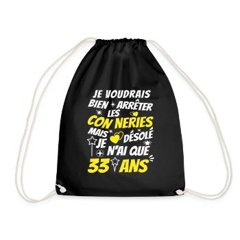 conneries 33 ans / cadeau anniversaire 33 ans - Sac de sport léger - noir - Devant