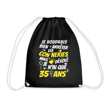 conneries 35 ans / cadeau anniversaire 35 ans - Sac de sport léger - noir - Devant