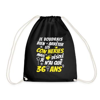 conneries 36 ans / cadeau anniversaire 36 ans - Sac de sport léger - noir - Devant
