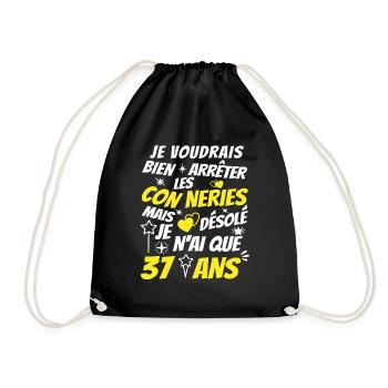 conneries 37 ans / cadeau anniversaire 37 ans - Sac de sport léger - noir - Devant