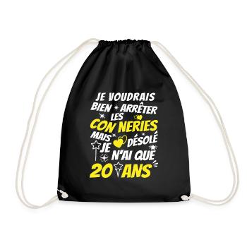conneries 20 ans / humour anniversaire 20 ans - Sac de sport léger - noir - Devant
