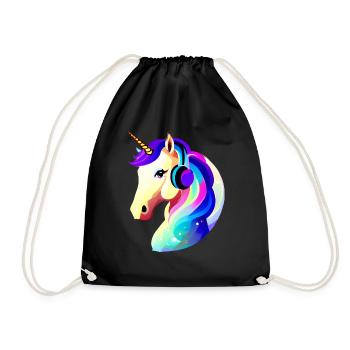 Listen to unicorn music mythical animal unicorns unicorn - Drawstring Bag - black - Front