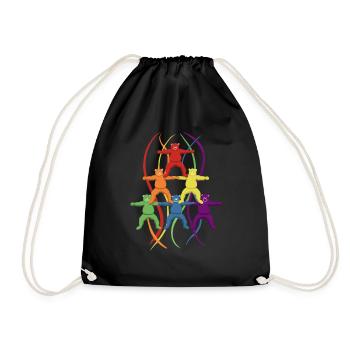 Rainbow bears stand together! Pride Outfit - Drawstring Bag - black - Front