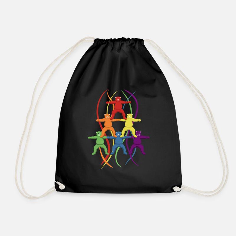 Rainbow bears stand together! Pride Outfit - Drawstring Bag - black