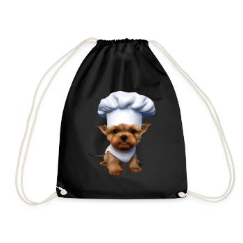 Chiot Restaurateur Chien Cuisine Yorkshire Terrier - Sac de sport léger - noir - Devant