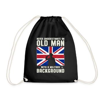 Never Underestimate An Old Man With A Military - Drawstring Bag - black - Front