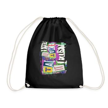 Newspaper Clips Scrapbook Magazines Alphabet Code - Drawstring Bag - black - Front