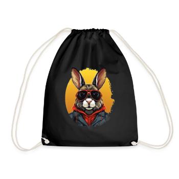 City bouncer rabbit ghost | Rabbit lovers - Drawstring Bag - black - Front