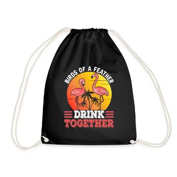 Flamingo Federvögel trinken zusammen und sagen - Turnbeutel - Schwarz - Vorne