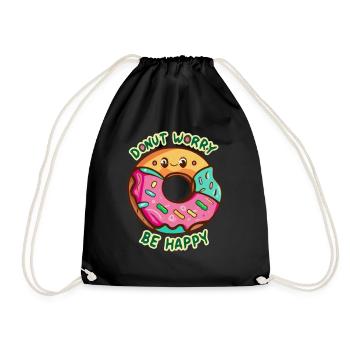 Don't Worry, Be Happy T-Shirt - gute Laune - Turnbeutel - Schwarz - Vorne