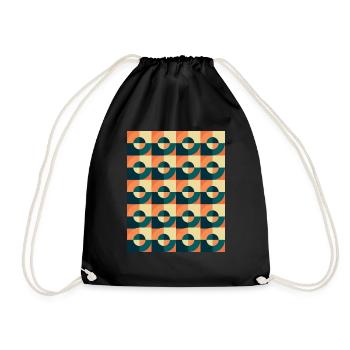 Vintage Retro Geometric Shapes - Drawstring Bag - black - Front