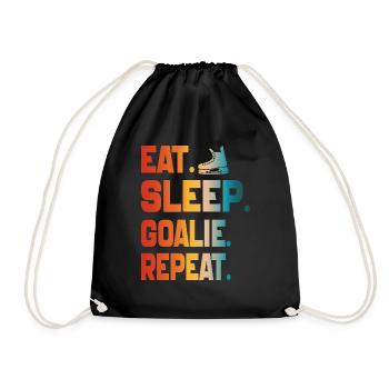 Eat Sleep Goalie Repeat Hockey Lover Geschenk - Turnbeutel - Schwarz - Vorne