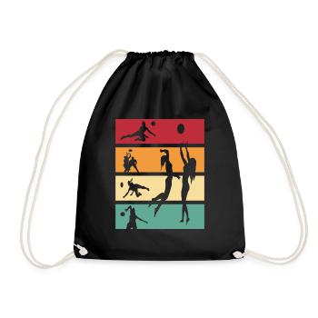 Volleyball Retro Volleyballer Ballsport - Turnbeutel - Schwarz - Vorne