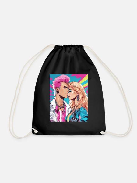 80s Style - Drawstring Bag - black