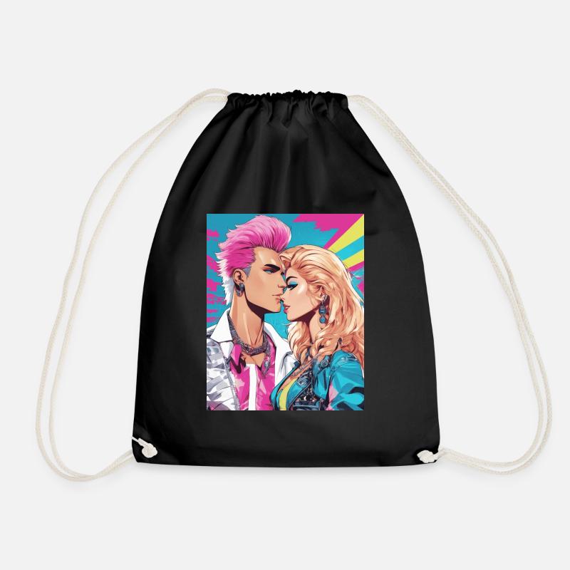 80s Style - Drawstring Bag - black