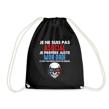 Elle préfère Mon Ordi À Vos Conversations Humour - Sac de sport léger - noir - Devant