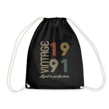 33 Year Anniversary Gift - 1991 - Drawstring Bag - black - Front