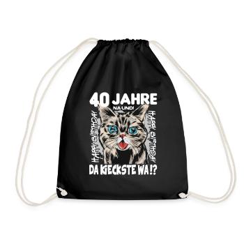 40 Jahre Geburtstag Katze Mietze Süss - Turnbeutel - Schwarz - Vorne