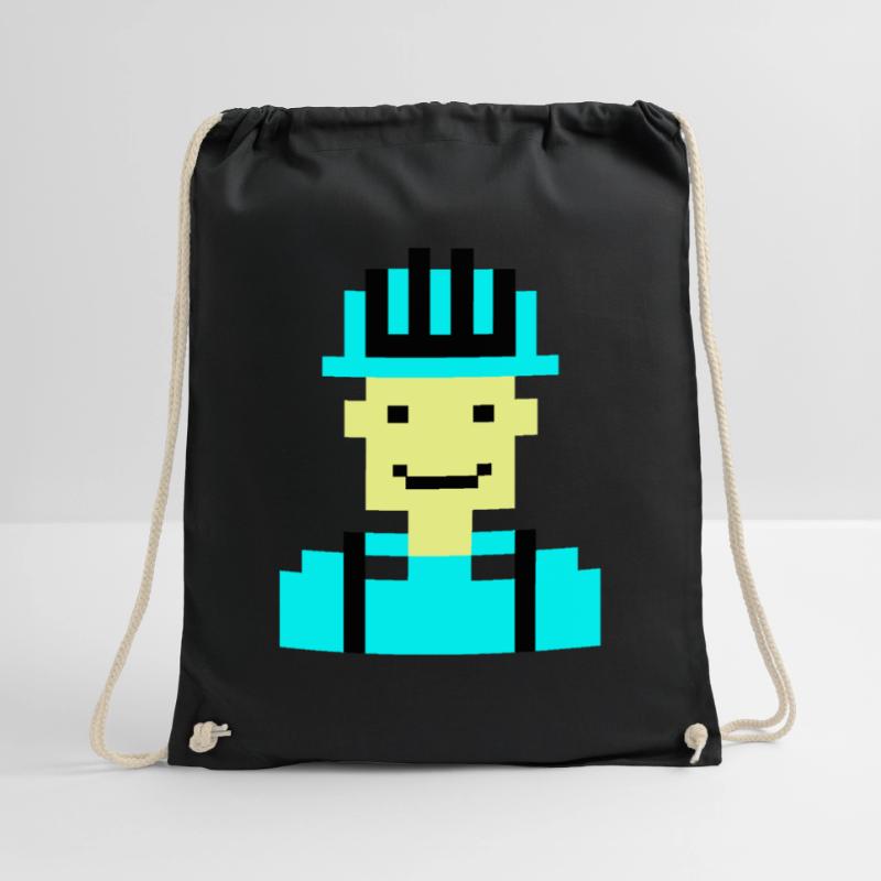 Construction Worker Pixel 01 Drawstring Bag