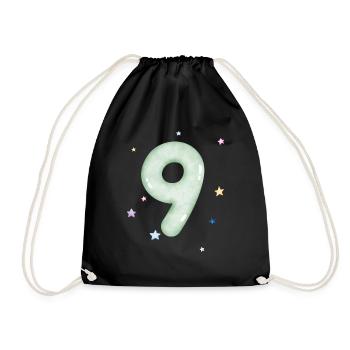 9th Anniversary Watercolor Star - Drawstring Bag - black - Front
