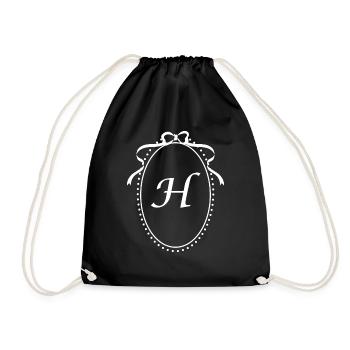 Vintage Buchstabe H Band - Geschenkidee - Turnbeutel - Schwarz - Vorne
