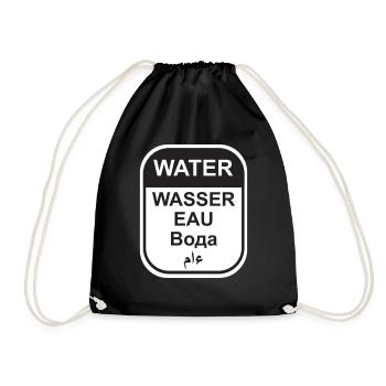 Water Stickers (in five languages) - Drawstring Bag - black - Front