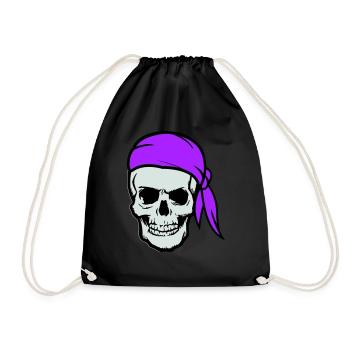 skull pirate - Drawstring Bag - black - Front