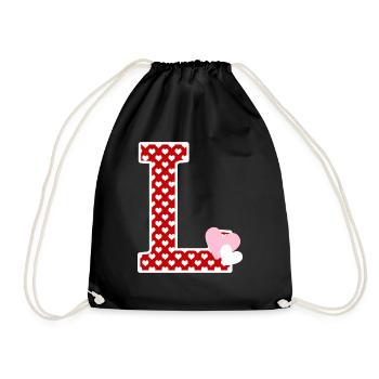 Letter l heart - Drawstring Bag - black - Front