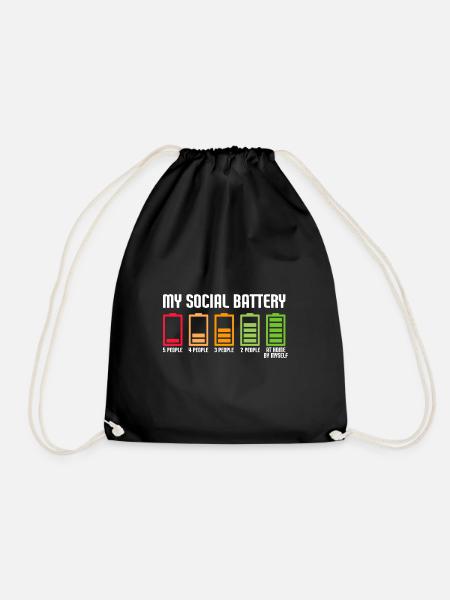 My Social Battery - Turnbeutel - Schwarz