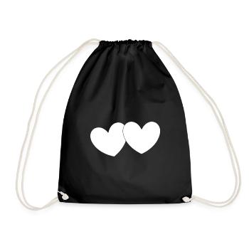 white heart white gift valentine's day - Drawstring Bag - black - Front