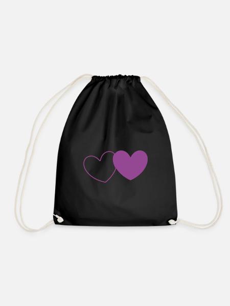 Coeur Violet 2 Coeurs Saint Valentin - Sac de sport léger - noir