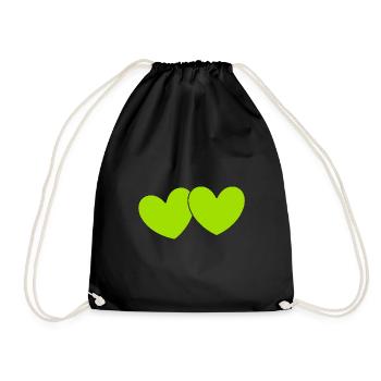 green heart green gift valentine's day - Drawstring Bag - black - Front