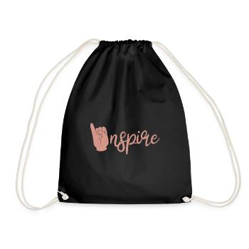 Inspire Lip Reading Sign Language Deaf ASL Teacher - Drawstring Bag - black - Front