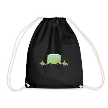 Car - Car - Heartbeat - Bus - Style - Drawstring Bag - black - Front
