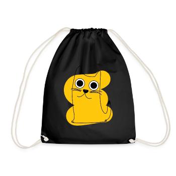 Yellow Cat - Drawstring Bag - black - Front