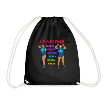 I'm a savage - Drawstring Bag - black - Front