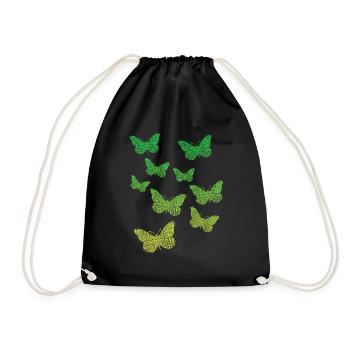 Schmetterling Geschenk green butterflies - Turnbeutel - Schwarz - Vorne