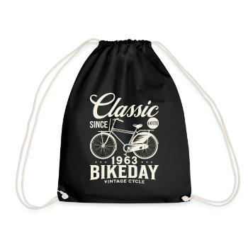 Cycling fan 1963 60 years anniversary cyclist - Drawstring Bag - black - Front