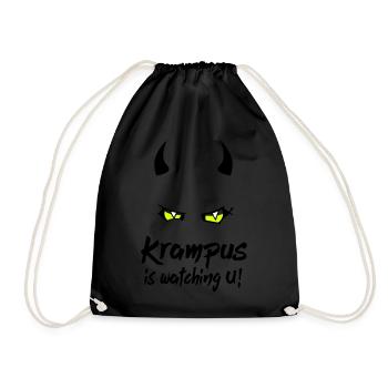 Krampus is watching U with evil eyes - Turnbeutel - Schwarz - Vorne