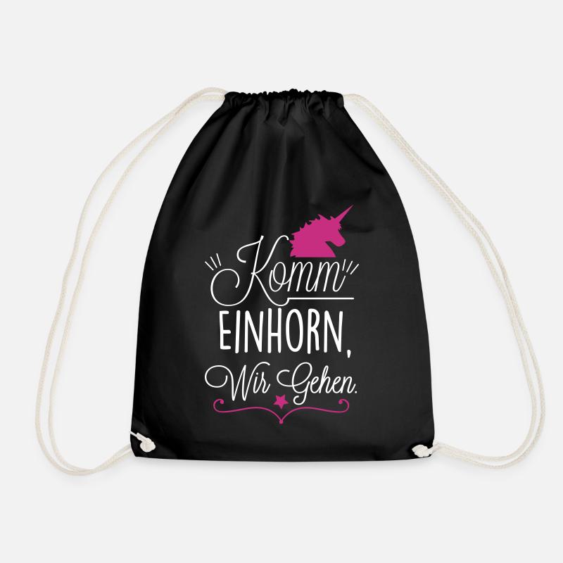 Komm Einhorn, wir gehen - Turnbeutel - Schwarz